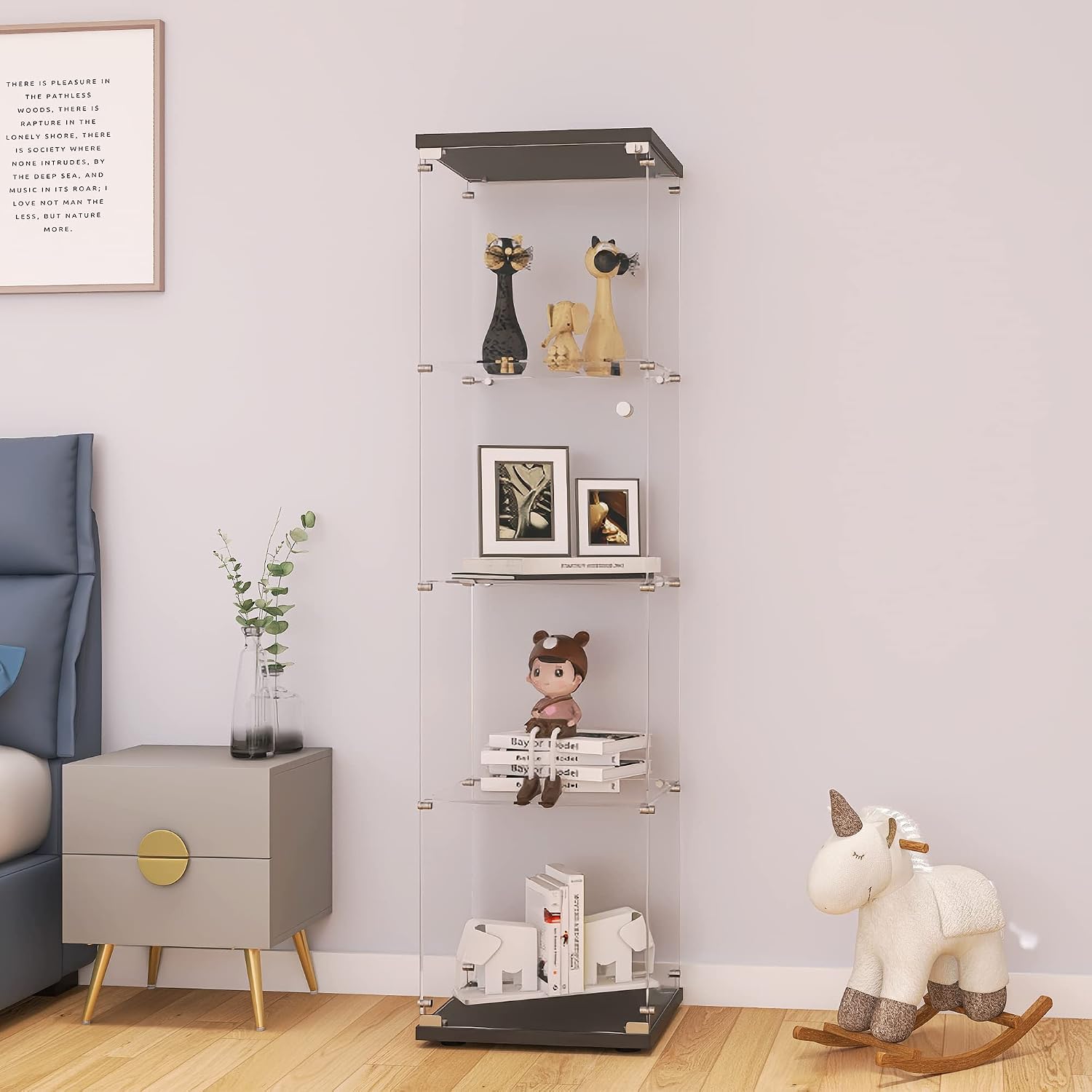 Glass Cabinet Display - Kilitli Cam Vitrin Dolabı 4 Katlı