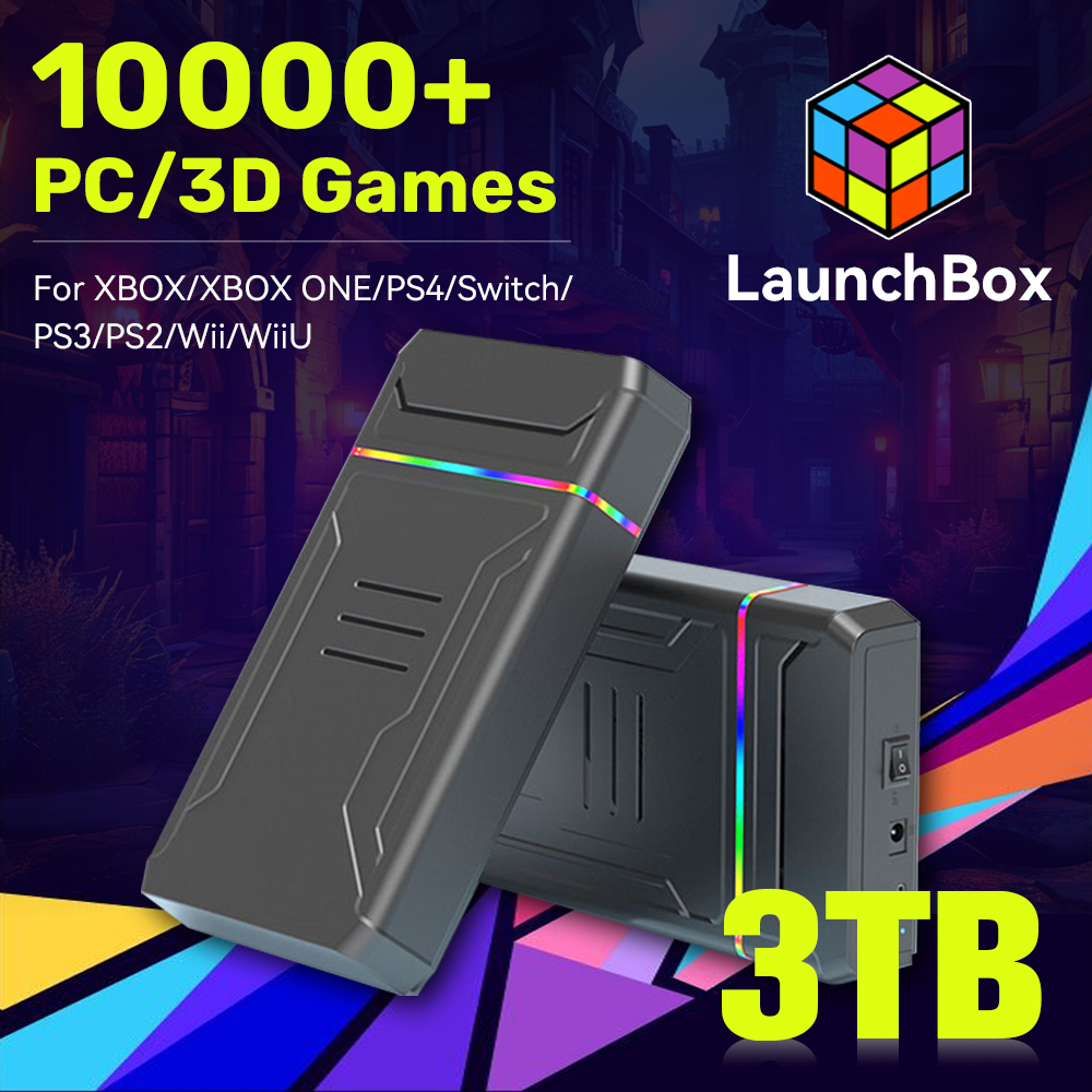 Arcade X - JMachen Launchbox XBOX/PS4/Switch/PS3/PS2/PS1/Wii/WiiU için 3TB Oyun