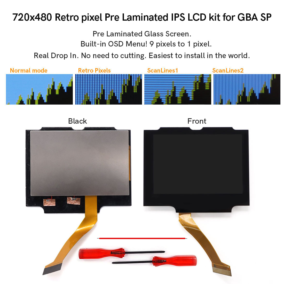 GBA SP V5 720x480 Retro piksel - Lcd Screen Arcade incelemesi ve fiyatı