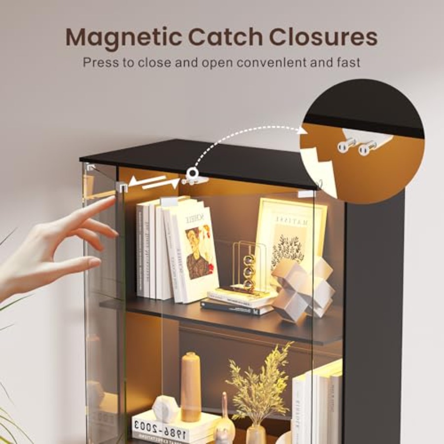 Cam Kapılı Siyah Vitrin, Oturm - Glass Cabinet Display incelemesi ve fiyatı