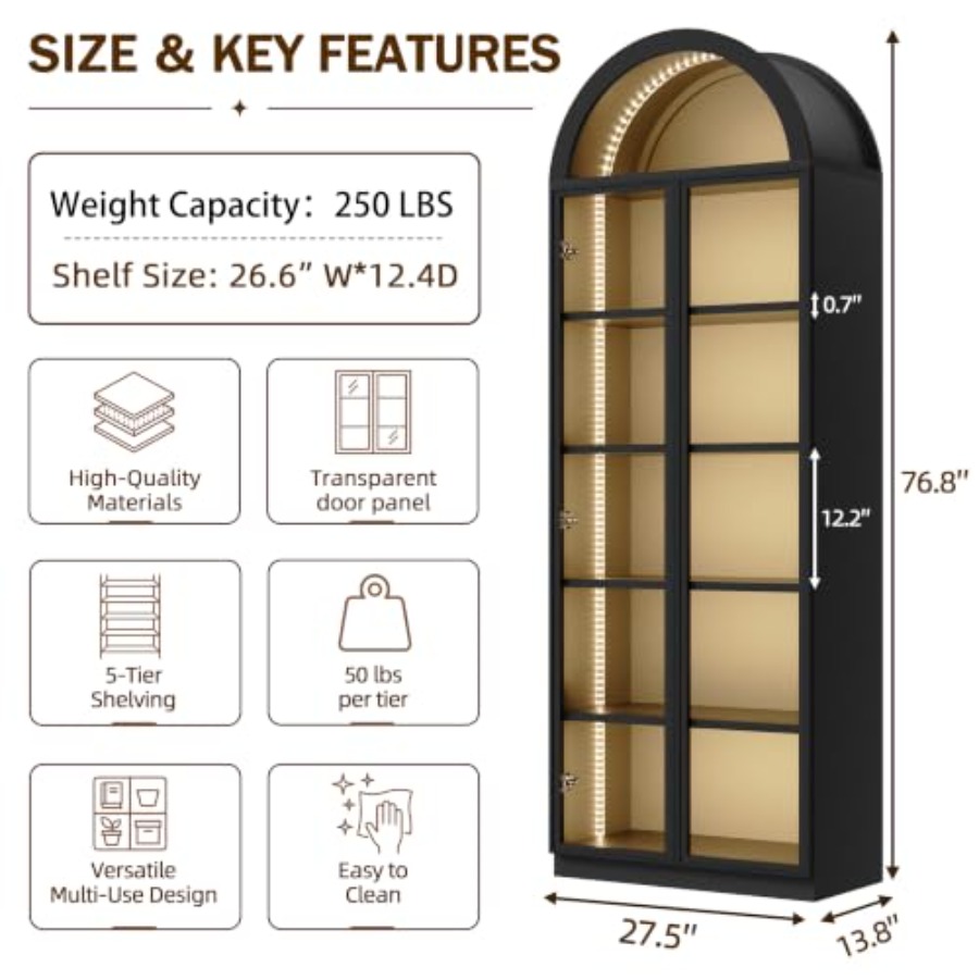 Oturma odası ve ofis için kavi - Glass Cabinet Display incelemesi ve fiyatı